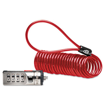 Kensington® Portable Combination Laptop Lock, 6ft Steel Cable, Red freeshipping - TVN Wholesale